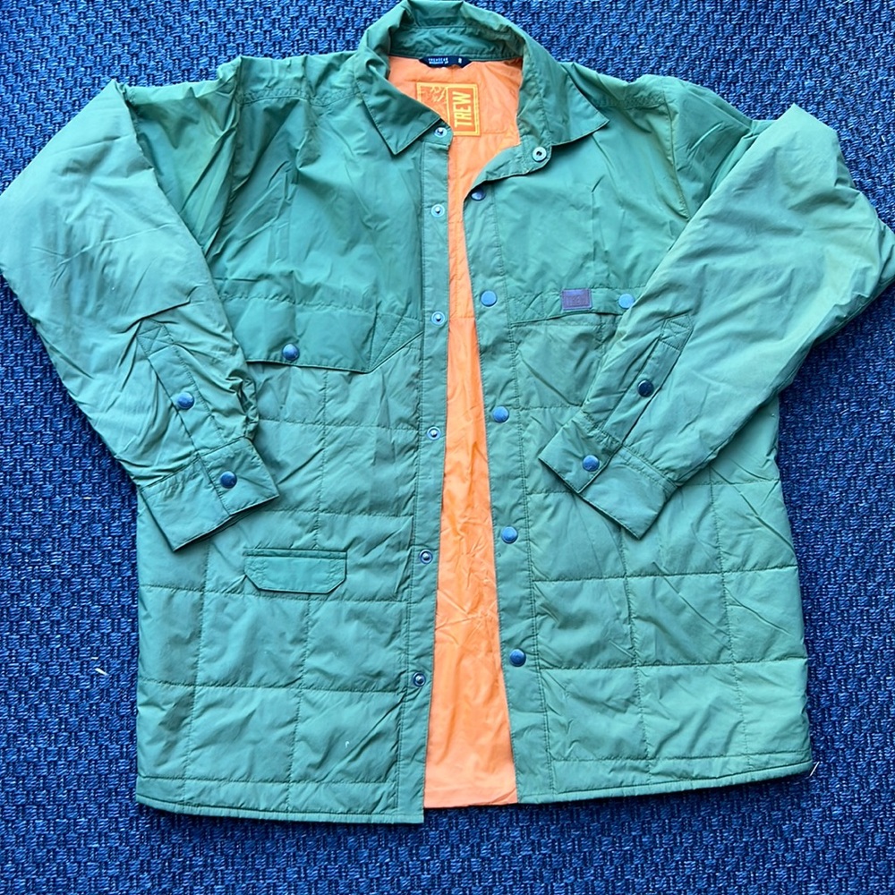 TREW army green down-like shacket/jacket shirt
